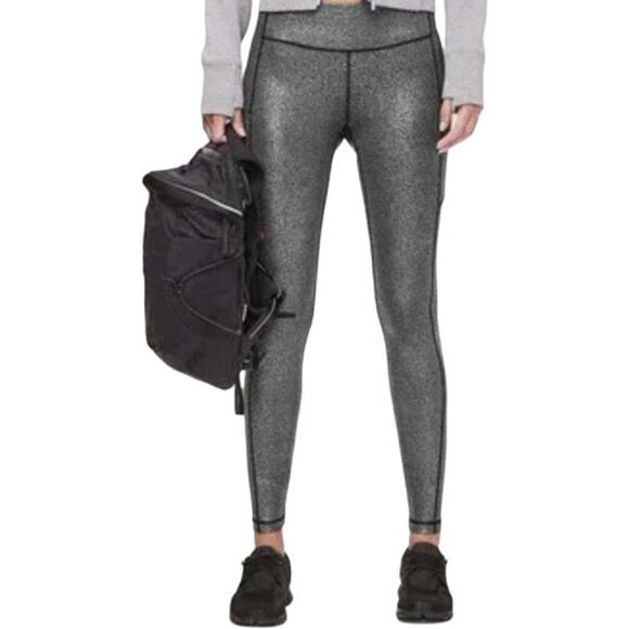 Lululemon Speed Up Tight Foil 28" Luminosity Foil Print Black Silver High Rise 6 - Picture 1 of 5